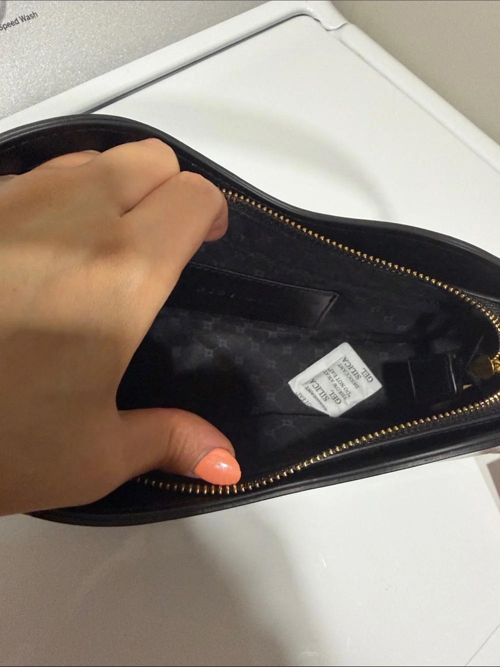BCBGeneration Black Curved Shoulder Bag with Gold Hardware